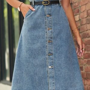 Denim Casual Denim Skirt, Denim Skirts, color:Blue|size:XXL, Noracora