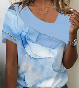 Casual Asymmetrical Loose Ombre Shirt, Shirts & Blouses, color:Blue|size:XXL, JustFashionNow