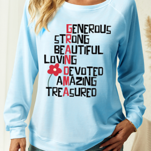 Women's Funny Grandmother Casual Sweatshirt, color:Light Blue|size:3XL, Lilicloth.com