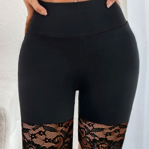 Simple Plain Regular Fit Leggings, Leggings, color:Black|size:XXL, JustFashionNow