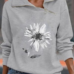 Regular Fit Casual Sweatshirt, Sweatshirts & Hoodies, color:Gray|size:XXL, JustFashionNow