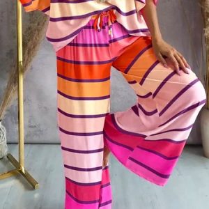 Striped Casual Loosen Sweatpants, Pants, color:As Picture|size:XXL, Stylewe
