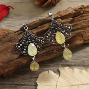 Vintage Rhinestone Tassel Scalloped Stud Earrings, Earrings, color:As Picture|size:One-size, JustFashionNow