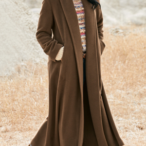 Shawl Collar Casual Plain Regular Fit Overcoat, Trench Coats, color:Coffee|size:XXL, JustFashionNow