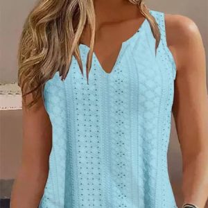 Jacquard Plain Casual Loose Tank Top, Tanks & Camis, color:Blue|size:XXL, JustFashionNow
