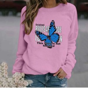 Casual Crew Neck Text Letters Sweatshirt, Hoodies & Sweatshirts, color:Pink|size:4XL, Noracora