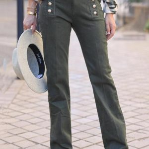 Regular Fit Cotton-Blend Casual Fashion Pant, Pants, color:Green|size:XXL, JustFashionNow