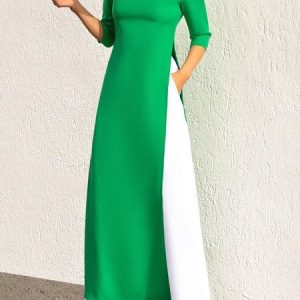 Crew Neck Plain Loose Urban Split Shirt, Blouses and Shirts, color:Green|size:XXL, Stylewe