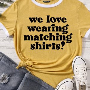 Lilicloth X Funnpaw Women's We Love Wearing Matching Shirts Matching T-Shirt, color:Yellow|size:XXL, Lilicloth.com