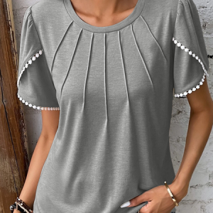 Casual Plain Shirt, Shirts & Blouses, color:Gray|size:XXL, JustFashionNow