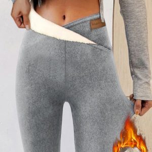 Women's - Basics Fleece Lined High Waist Skinny Soft Clouds Leggings, Leggings, color:Light Gray|size:XXL, JustFashionNow