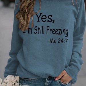 Casual Crew Neck Letter Pattern Sweatshirt, Hoodies & Sweatshirts, color:Blue|size:XXL, Noracora