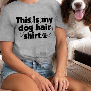 Women's This Is My Dog Hair Shirt Crew Neck T-Shirt, color:Gray|size:XXL, Lilicloth.com