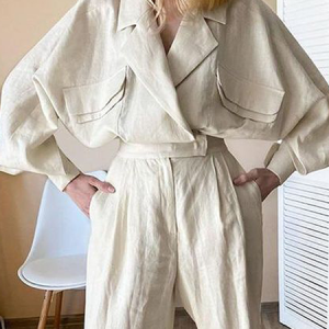 Loose Lightweight Casual Shawl Collar Long sleeve Blouse, Blouses and Shirts, color:Apricot|size:XXL, Stylewe