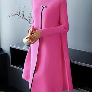 Plus Size Plain Regular Fit Elegant Sweater Dress, Knit Dress, color:Deep Pink|size:4X, Stylewe