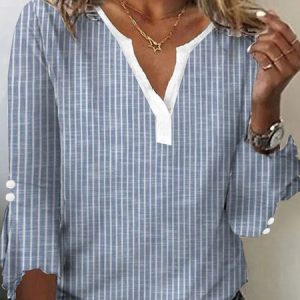 Casual V Neck Ruffled Sleeves Shirt, T-Shirts, color:Blue|size:XXL, JustFashionNow