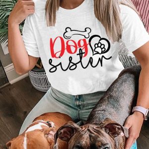 Lilicloth X Funnpaw Women's Dog Sister T-Shirt, color:White|size:L, Lilicloth.com