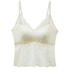Plain Lace Casual Bra & Bralette, Lingeries, color:Champagne|size:L, Noracora
