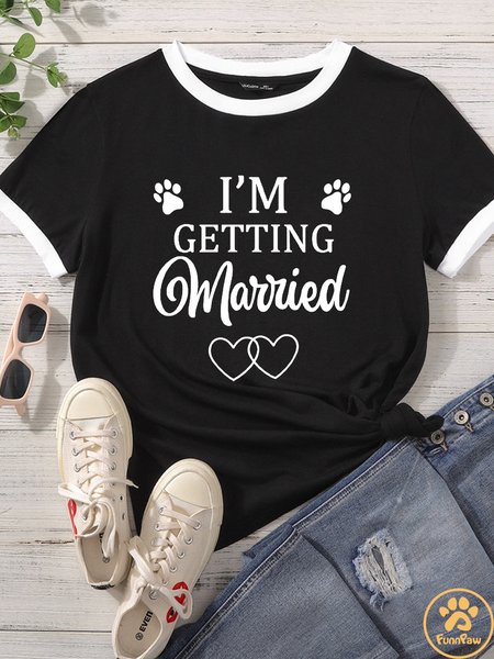 Lilicloth X Funnpaw Women's I'm Getting Married Pet Matching T-Shirt, color:Black|size:L, Lilicloth.com