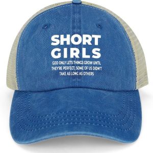 Men's /Women's Short Girls God Only Things Grow Until They Perfect Funny Graphic Printing Regular Fit Washed Mesh Back Baseball Cap, color:Blue|size:One-size, Lilicloth.com