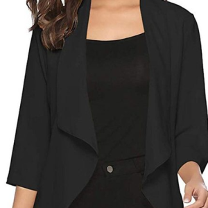 Plain Casual Kimono, Cardigans, color:Black|size:XXL, JustFashionNow