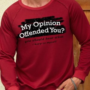 Men’s Humor And Irony My Opinion Offended You Casual Cotton-Blend Animal Loose Sweatshirt, color:Red|size:3XL, Lilicloth.com