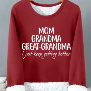 Gift For Great-Grandma Mom Grandma Great-Grandma Womens Warmth Fleece Sweatshirt, color:Red|size:3XL, Lilicloth.com