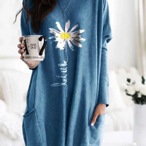 Women Fashion Casual Long Sleeve Sweatshirt, Sweaters, color:Blue|size:3XL, Noracora