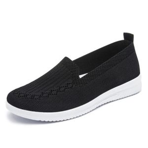Women Minimalist Slip On Flyknit Sneakers, Sneakers, color:Black|size:41, JustFashionNow