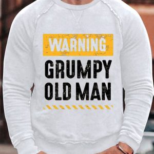 Men's Warning Grumpy Old Man Funny Graphics Print Loose Casual Text Letters Crew Neck Sweatshirt, color:White|size:3XL, Lilicloth.com