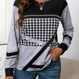 Casual Crew Neck Abstract Graphic Sweatshirt, Hoodies & Sweatshirts, color:Gray|size:XXL, Noracora