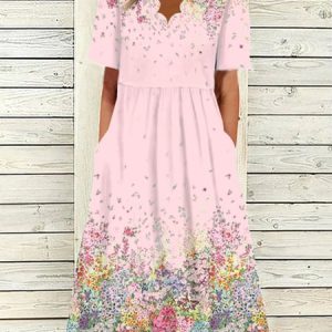 Plus Size Casual Short Sleeve Knit Dress, Dresses, color:Pink|size:4X, JustFashionNow
