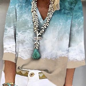 Plus size Loose Vacation Shirt, Shirts & Blouses, color:Blue|size:4X, JustFashionNow