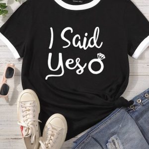 Lilicloth X Funnpaw Women's I Said Yes Pet Matching T-Shirt, color:Black|size:L, Lilicloth.com