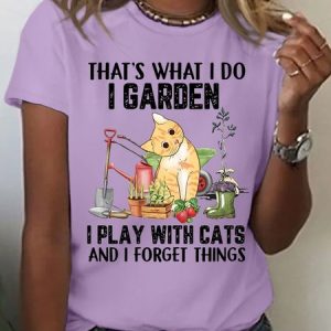 Women's Casual Cat Lover Crew Neck T-Shirt, T-shirts, Lilicloth.com