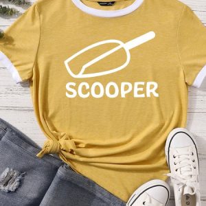 Lilicloth X Funnpaw Women's Scooper Matching T-Shirt, color:Yellow|size:XXL, Lilicloth.com