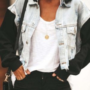Casual Hoodie Denim Jacket, Jackets, color:white-blue|size:3XL, Noracora