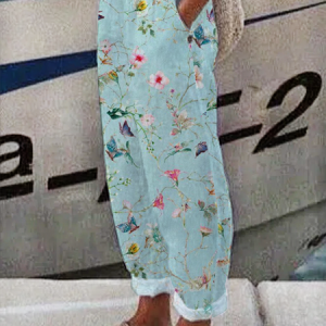 Casual Loose Floral Pants, Pants, color:Green|size:XXL, JustFashionNow