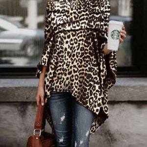 Daily Long sleeve Urban Leopard Regular Fit T-Shirt, Tees, color:Leopard|size:XXL, Stylewe