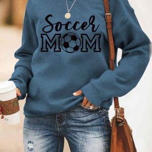 Casual Crew Neck Letter Pattern Sweatshirt, Hoodies & Sweatshirts, color:Blue|size:XXL, Noracora