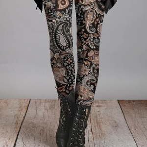 Tight Vintage Paisley Leggings, Leggings, color:Multicolor|size:XXL, JustFashionNow