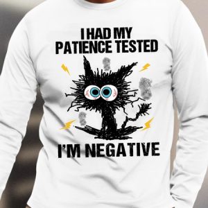 Mens I Had My Patience Tested I Am Negative Funny Graphics Printed Grumpy Cat Crew Neck Loose Text Letters Top, color:White|size:3XL, Lilicloth.com