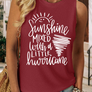Women’s Sunshine Mixed With A Little Hurricane Casual Tank Top, Tank Tops, Lilicloth.com