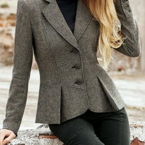 Woolen Regular Fit Casual Plain Blazer, Blazers, color:Taupe|size:XXL, JustFashionNow