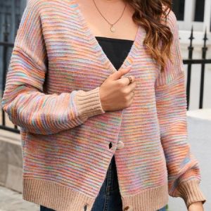 Women Plain Long Sleeve Comfy Casual Cardigan, Cardigans, color:Orange Red|size:XL, Noracora