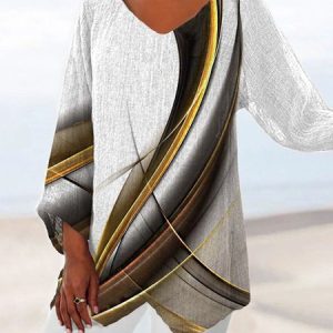 Casual Abstract Crew Neck Regular Fit T-Shirt, T-Shirts, color:black-gold|size:3XL, JustFashionNow