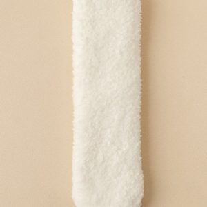 1pair Women Minimalist Solid Warmth Fuzzy Socks, Socks, color:White|size:One-size, JustFashionNow