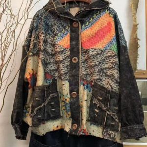 Casual Abstract Hoodie Regular Fit Jacket, Coats, color:Black|size:XXL, JustFashionNow