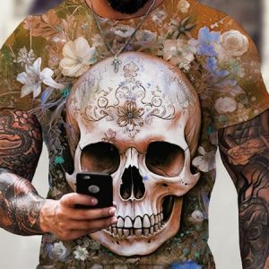 Regular Fit Casual T-Shirt, T-Shirts, color:Gray|size:5XL, JustFashionNow