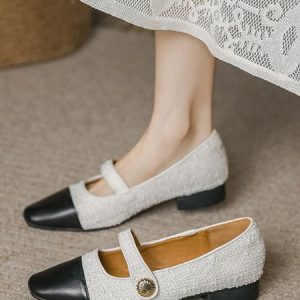 Elegant Color Block Metal Decor Velcro Mary Jane Shoes, Heels, color:Black|size:40, Stylewe